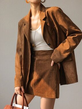 Commense Vintage Suede Effect Blazer